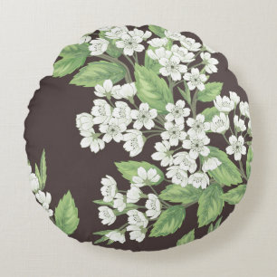 Spring pattern, green branches seamless. round cushion