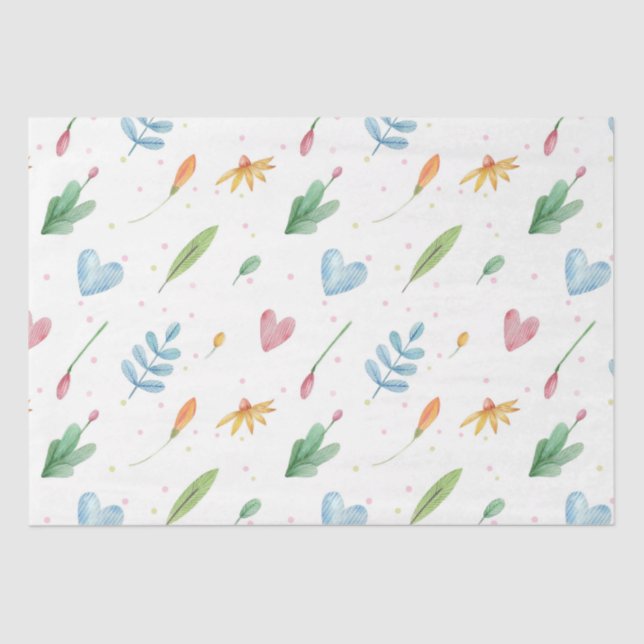 Spring pattern romantic watercolor nature-inspired tissue paper (Front)