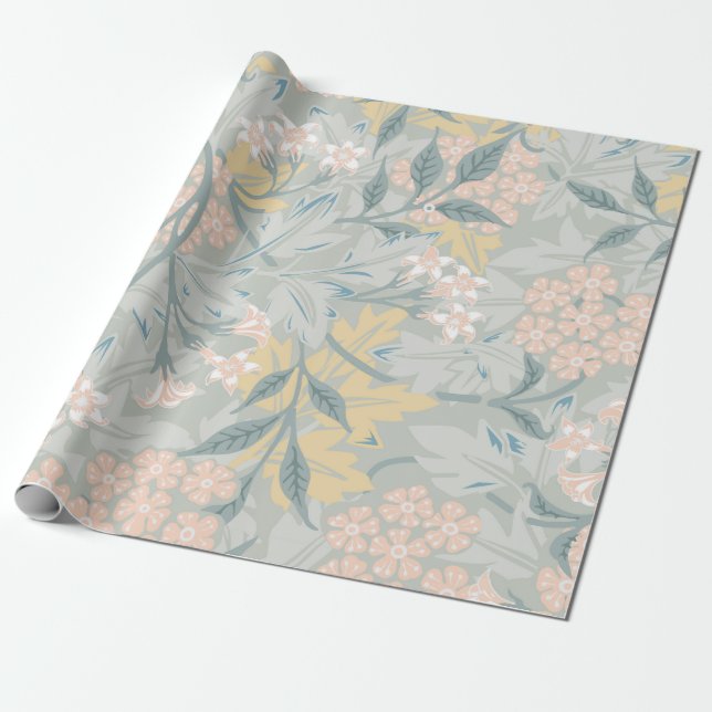 SPRING PATTERN WILLIAM MORRIS WRAPPING PAPER (Unrolled)