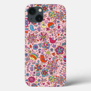 Spring pattern with colourful flowers iPhone 13 case