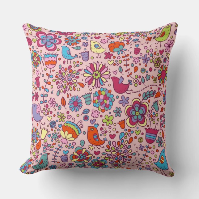 Spring pattern with colourful flowers cushion (Front)