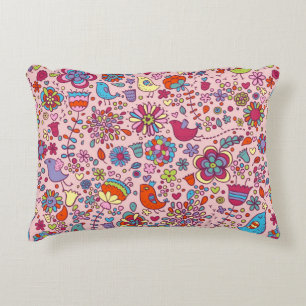 Spring pattern with colourful flowers decorative cushion
