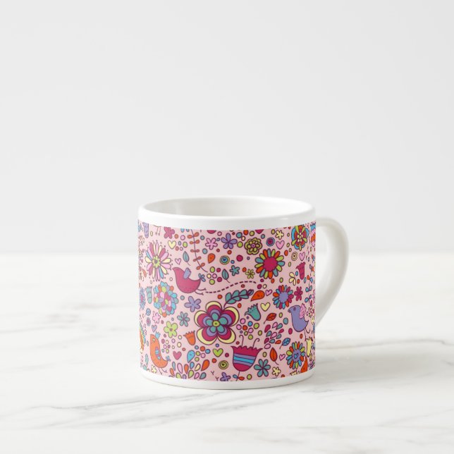Spring pattern with colourful flowers espresso cup (Front Right)