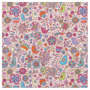 Spring pattern with colourful flowers fabric
