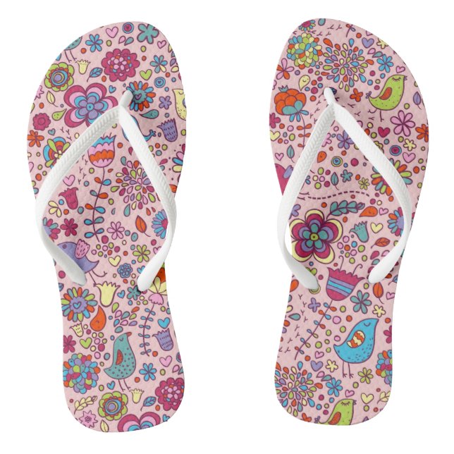 Spring pattern with colourful flowers jandals (Footbed)