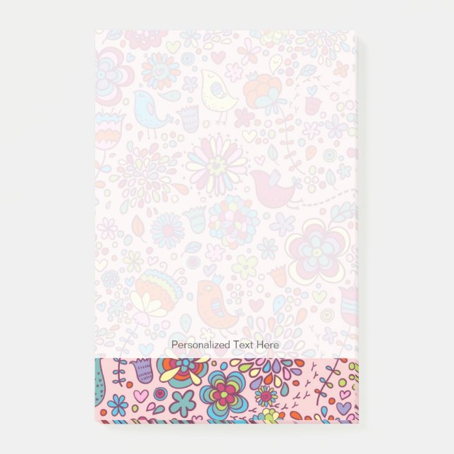 Spring pattern with colourful flowers post-it notes (Front)