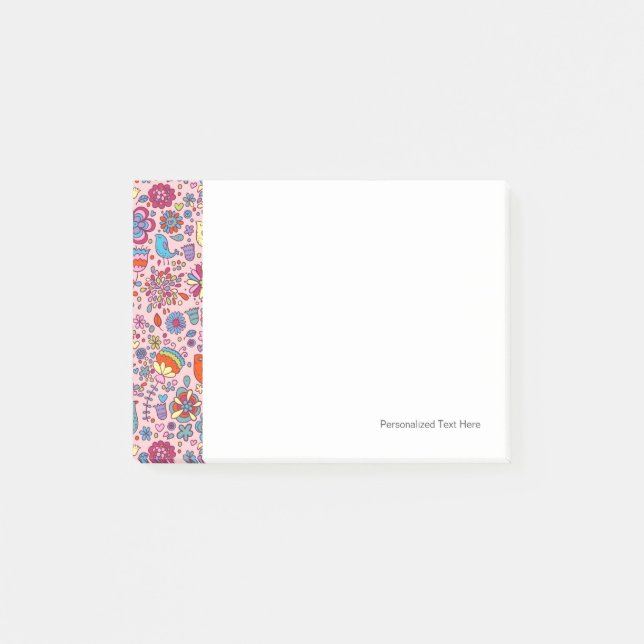 Spring pattern with colourful flowers post-it notes (Front)