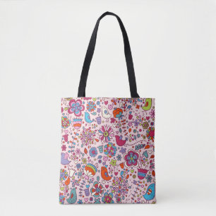 Spring pattern with colourful flowers tote bag
