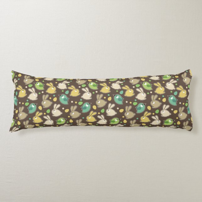 spring pattern with easter eggs,birds body cushion (Front)