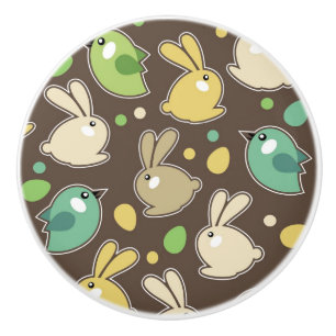 spring pattern with easter eggs,birds ceramic knob