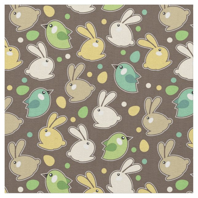 spring pattern with easter eggs,birds fabric (Close Up)