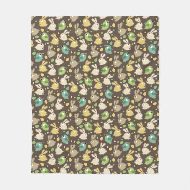 spring pattern with easter eggs,birds fleece blanket (Front)