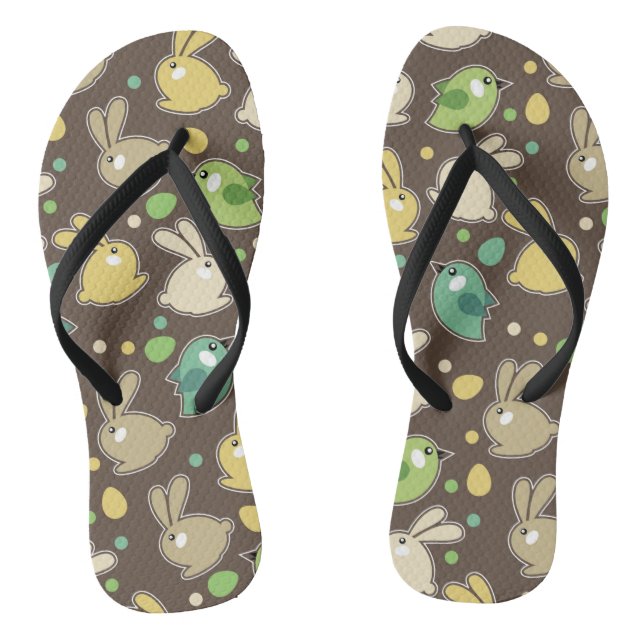 spring pattern with easter eggs,birds jandals (Footbed)