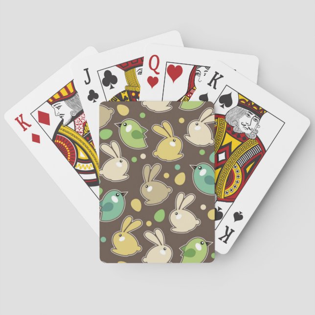 spring pattern with easter eggs,birds playing cards (Back)