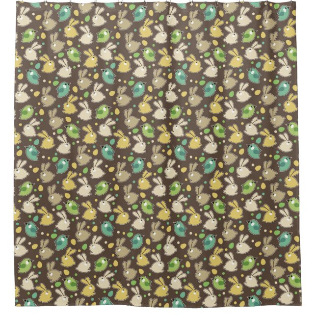 spring pattern with easter eggs,birds shower curtain (Front)