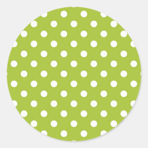 Spring pattern with white polka dots classic round sticker