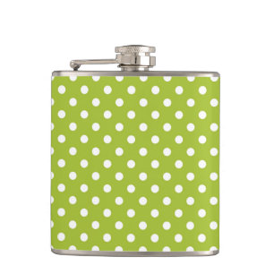 Spring pattern with white polka dots hip flask