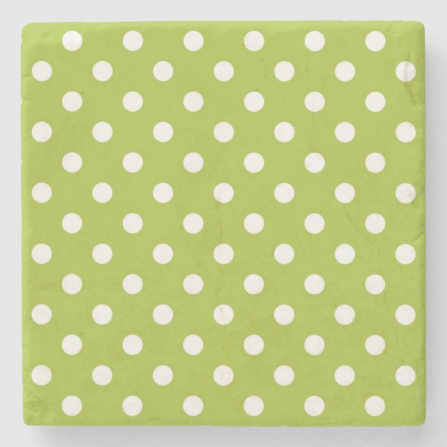 Spring pattern with white polka dots stone coaster (Front)