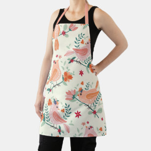 Spring Peach Watercolor Floral pattern Apron