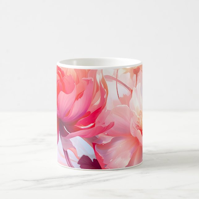 Spring Peony Bloom Garden Watercolor Coffee Mug (Center)