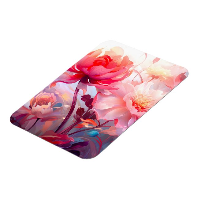 Spring Peony Bloom Garden Watercolor Magnet (Left Side)