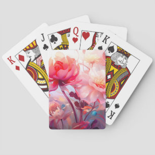 Spring Peony Bloom Garden Watercolor Playing Cards