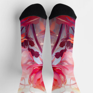 Spring Peony Bloom Garden Watercolor Socks