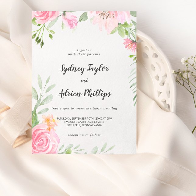 Spring Peony Casual Wedding Invitation (Creator Uploaded)