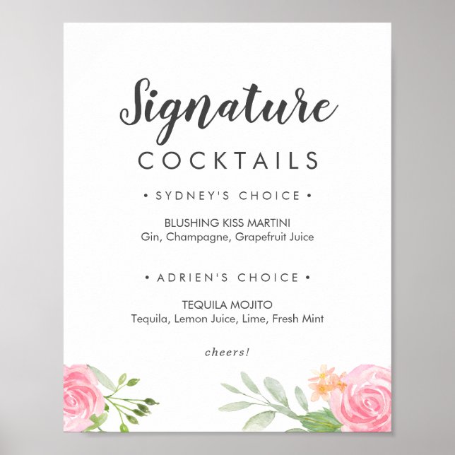 Spring Peony Cocktails Sign (Front)
