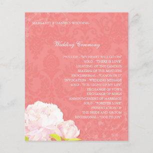 Spring Peony Coral Wedding Program