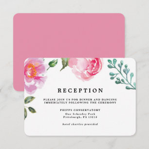Spring Peony Floral Wedding Reception Card
