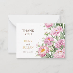 Spring Peony Romantic Thank You Flowers Note Card