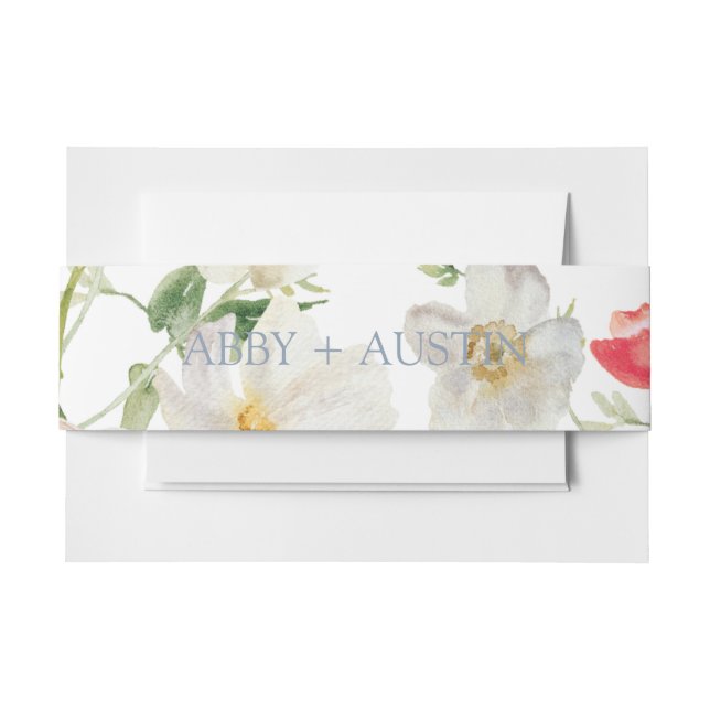 Spring Peony Watercolor Wedding Belly Band Invitation Belly Band (Front Example)