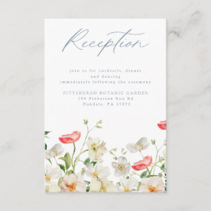 Spring Peony Watercolor Wedding Reception Card