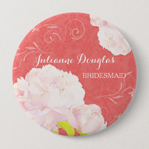 Spring Peony Wedding Bouquet Bridesmaids 10 Cm Round Badge