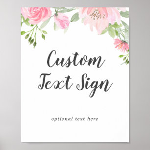Spring Peony Wedding Custom Text Sign