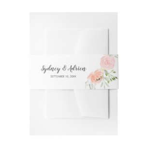 Spring Peony Wedding Invitation Belly Band