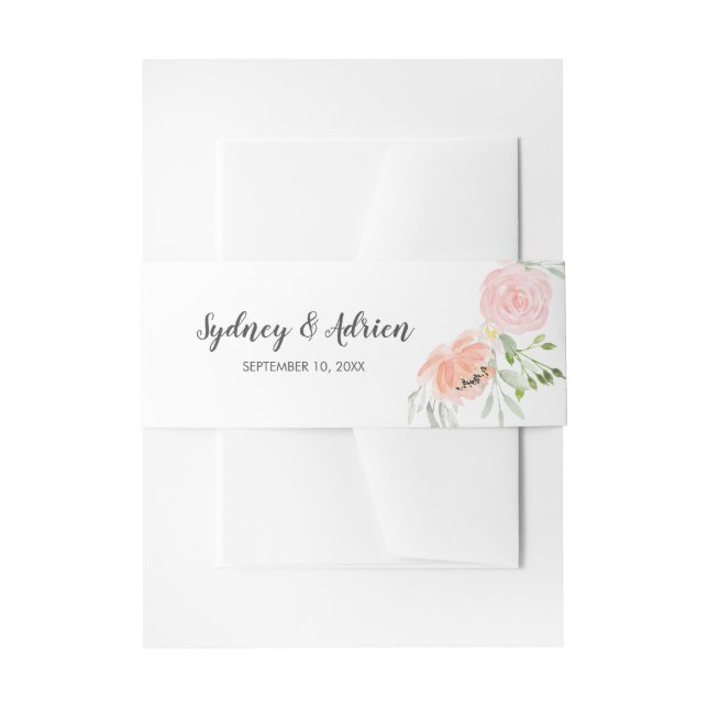 Spring Peony Wedding Invitation Belly Band (Front Example)
