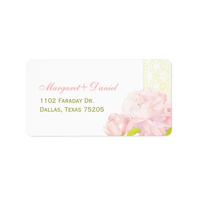 Spring Peony Wedding Return Address Label (Front)