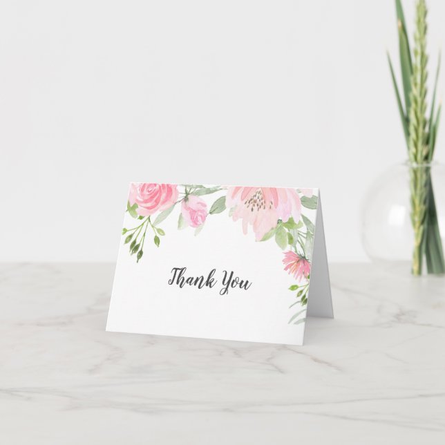 Spring Peony Wedding Thank You Card (Front)