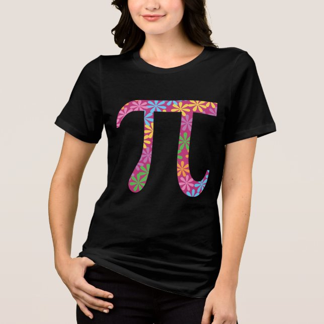 Spring Pi Colourful Floral Pi Symbol T-Shirt Tri-Blend Shirt (Front)