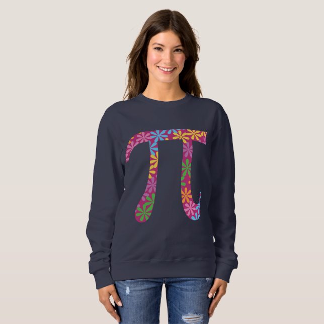 Spring Pi © - Flowery Colourful Pi Day Gift Sweatshirt (Front Full)