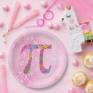 Spring Pi © Flowery Colourful Pi Symbol Paper Plat Plate