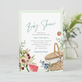 Spring Picnic | Neutral Green Baby Shower Brunch Invitation