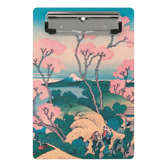 Spring Picnic under Cherry Tree Flowers Mount Fuji Mini Clipboard (Front)