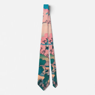 Spring Picnic under Cherry Tree Flowers Mount Fuji Tie