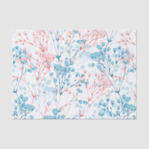 Spring Pink and Blue Floral Plant Pattern Tissue Paper