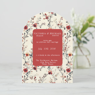 Spring Pink and Red Flower Blossoms   Invitation