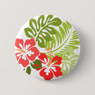 Spring Pink and Red Hibiscus Flowers Hawaii 6 Cm Round Badge