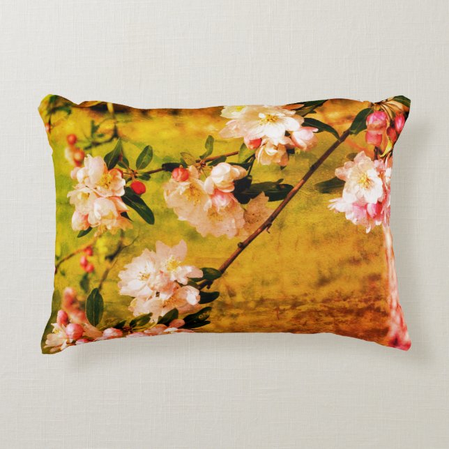 Spring Pink And White Blossoms Grunge Abstract  Decorative Cushion (Front)
